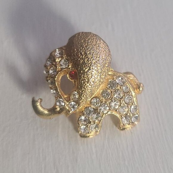 Elephant Rhinestone Vintage Lapel Pin Tie Tack Brooch - GOP Republican Party Pin - Picture 2 of 4